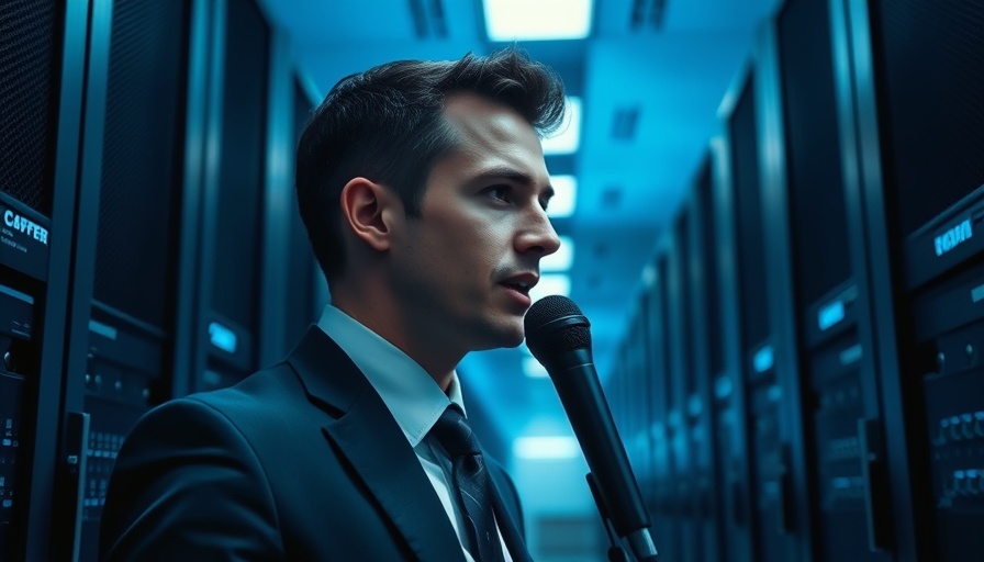 AI limitations for MedSpas: Man speaking in server room background.