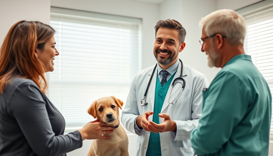 Effective client education in veterinary clinic with a vet and pet owner.