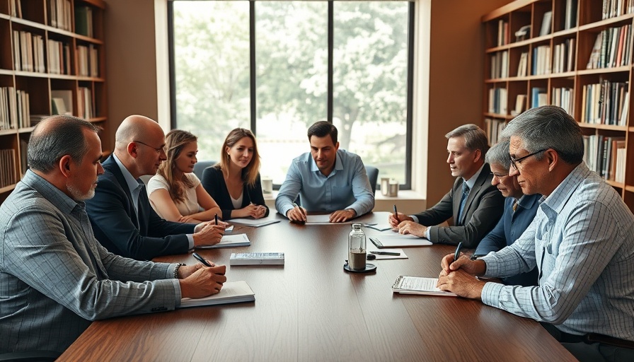 Visionary meeting of CEOs thinking like authors, in a modern office.