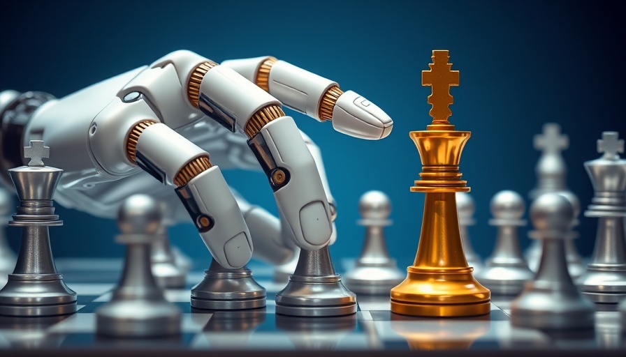 Robotic hand choosing golden pawn symbolizing AI in marketing.