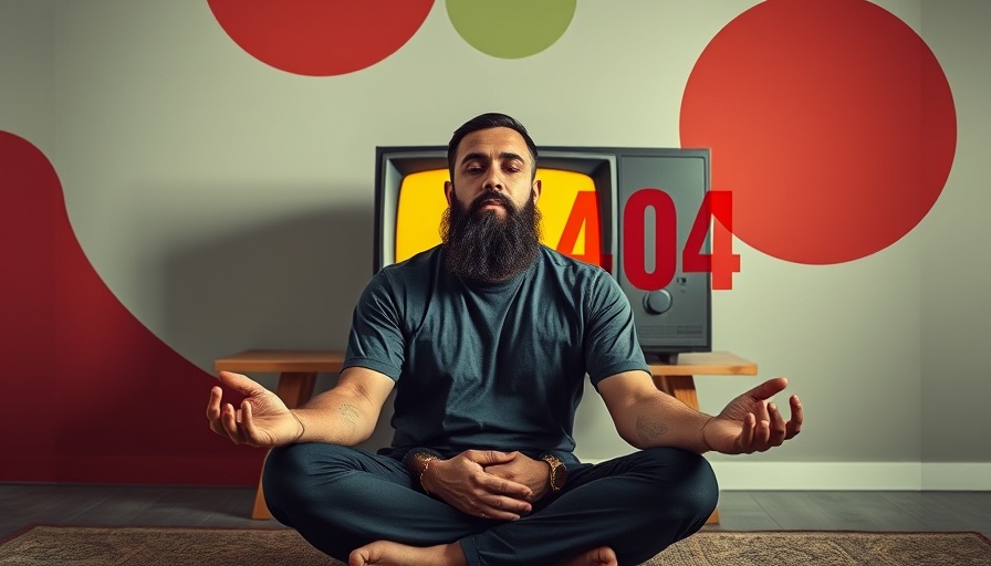 AI Search Sends Users to 404 Pages: Calm man meditating before a vintage TV displaying '404'.