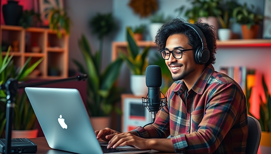 Content creator recording podcast to get more views on YouTube.