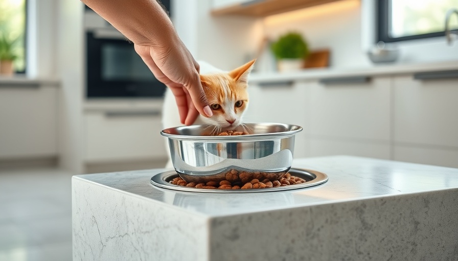 Empty stainless steel cat food bowl being placed, H5N1 in Raw Cat Food.