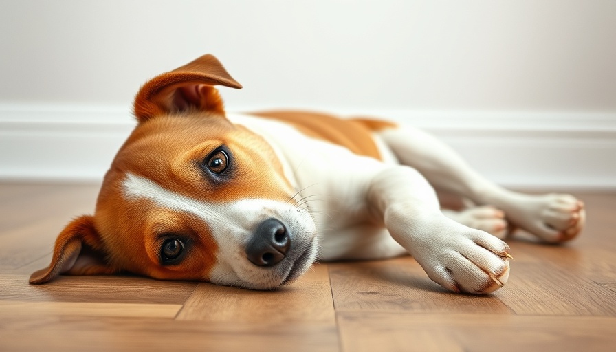 Calm dog indoors, related to canine chylothorax.