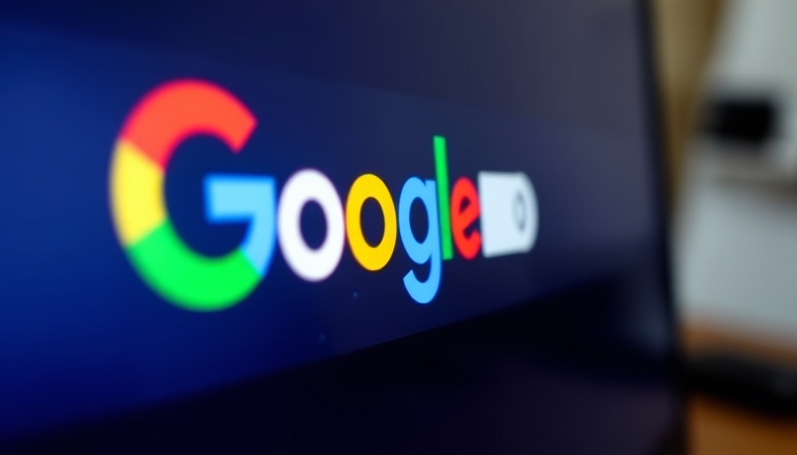 Close-up of Google search page with logo overlay.