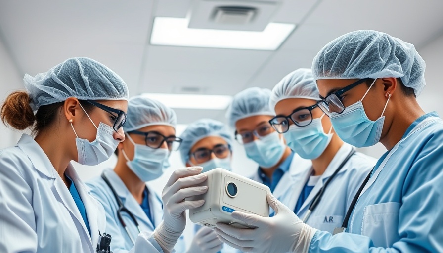 Professionals examining medical device in a lab, women's health and wellness focus.