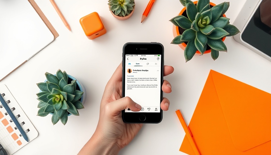Mobile phone with social media notification in vibrant desk setup; strategy concept.