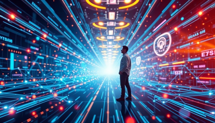 Abstract tech design illustrating leadership in business during AI era.