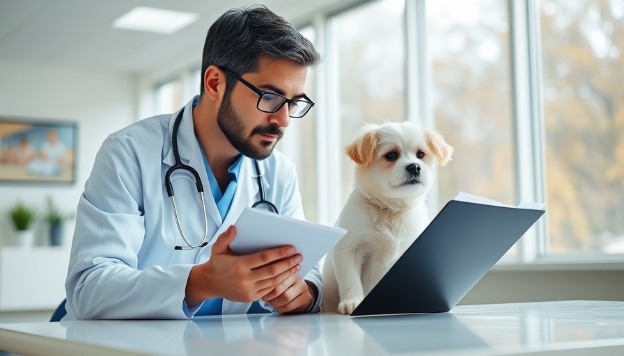 Veterinarian with small dog discussing risks of canines with aggression.