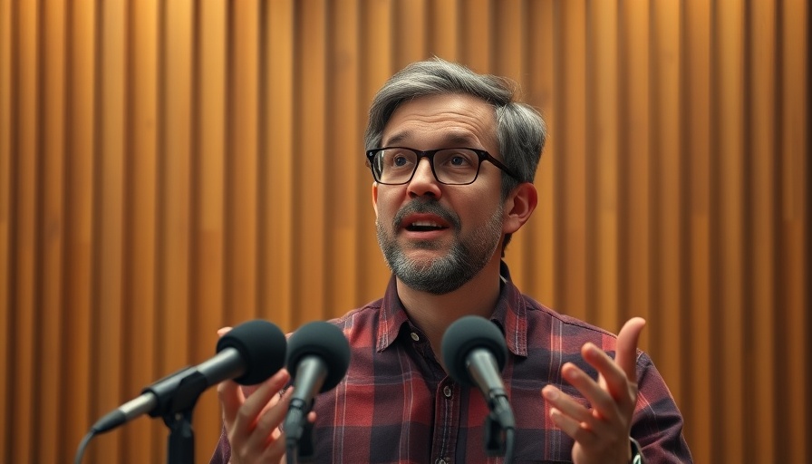 Speaker explaining content strategies in a studio setting.