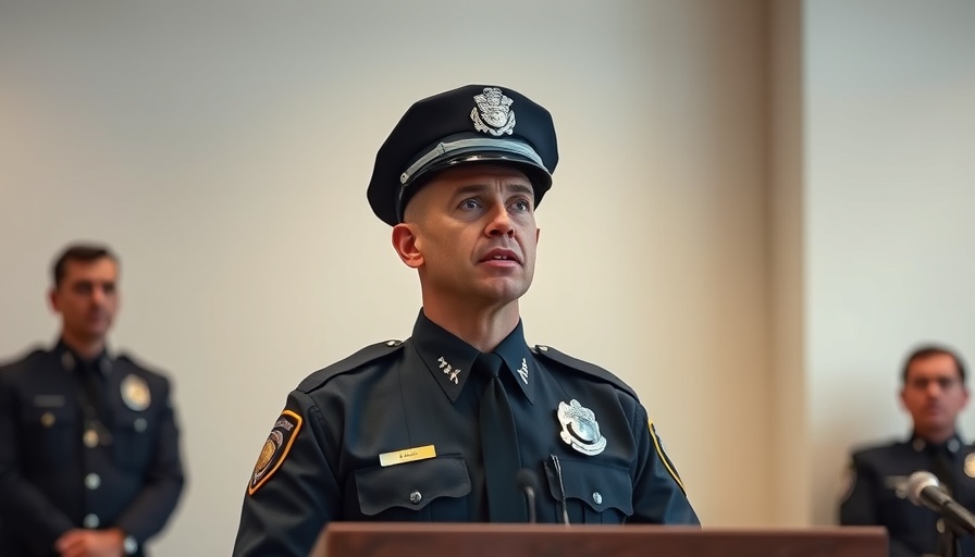 Law enforcement officer speaking at a press conference.