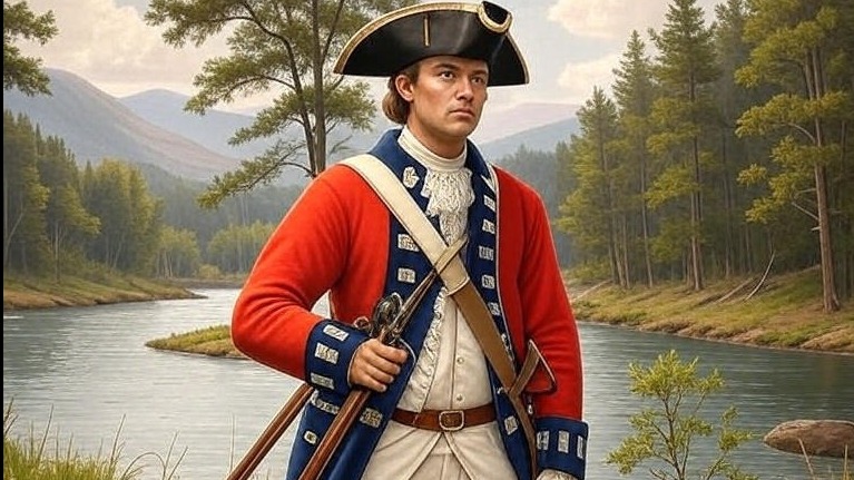 Historical illustration of Lieutenant James Bain, 60th Royal American Regiment, 1760s