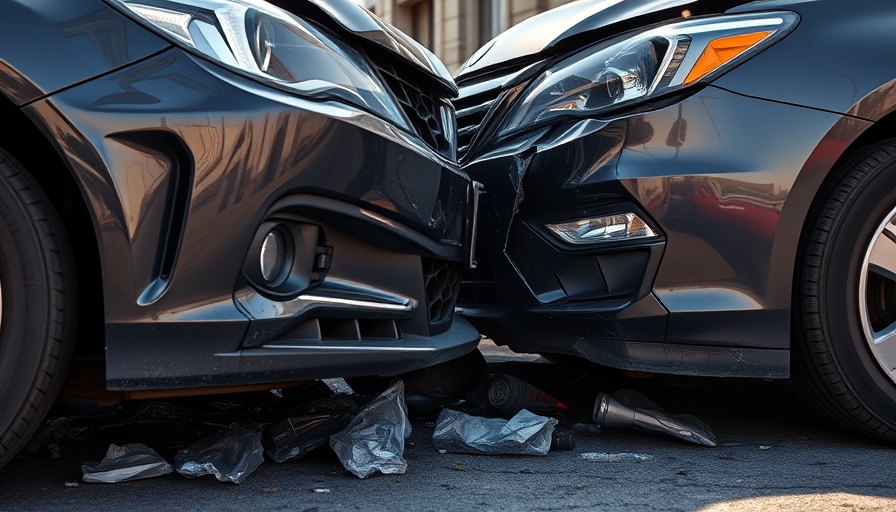 Car crash debris and damage highlighted in police news image.