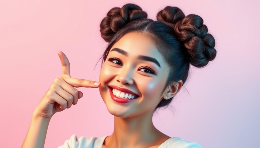 Playful woman pointing with Google logo, keyword cannibalization SEO concept.