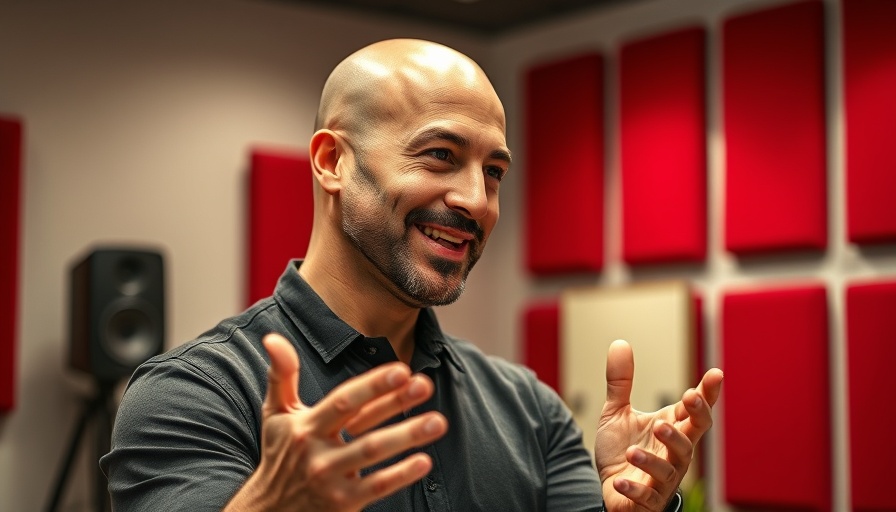 Bald man speaking about medspa marketing in studio setting.