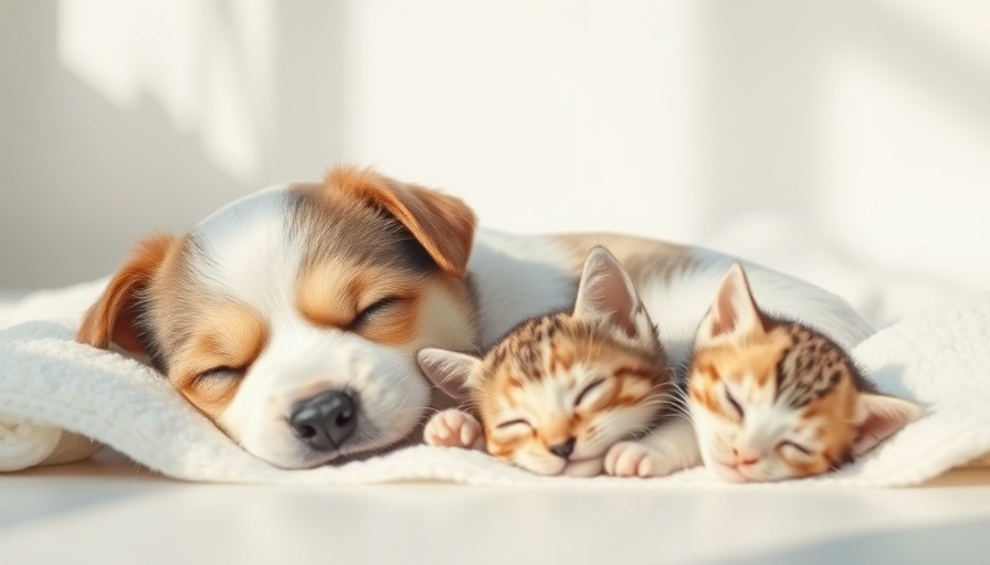 Puppy and kitten sleeping on a blanket, recognizing narcolepsy in dogs.