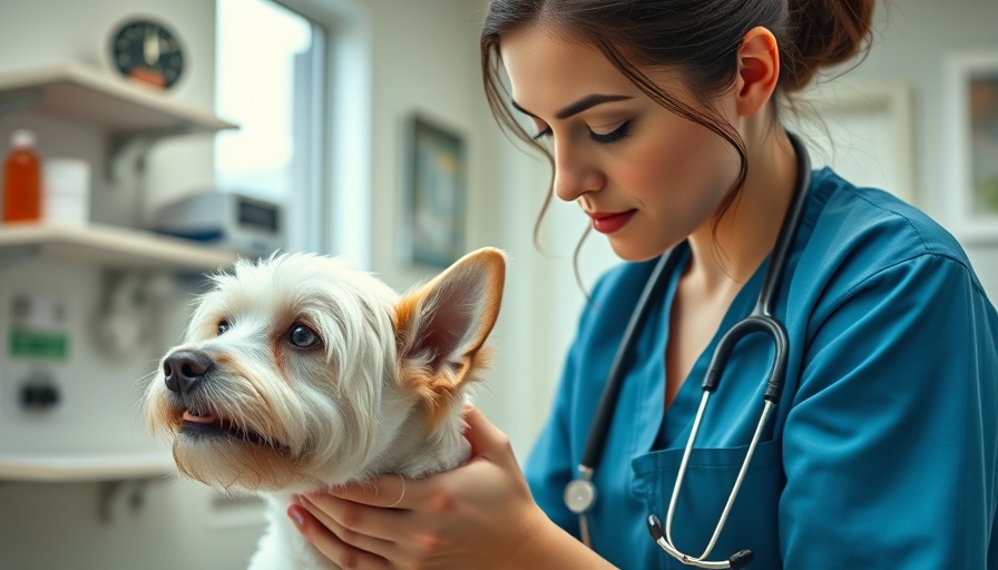 Vet checking dog's ear for fast itch relief, close-up in clinic.