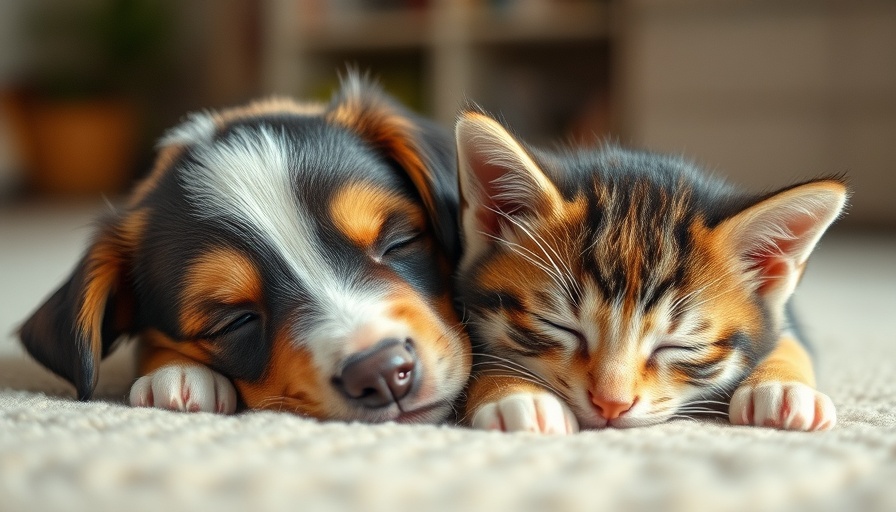 Puppy and kitten sleeping peacefully, recognizing narcolepsy in dogs.