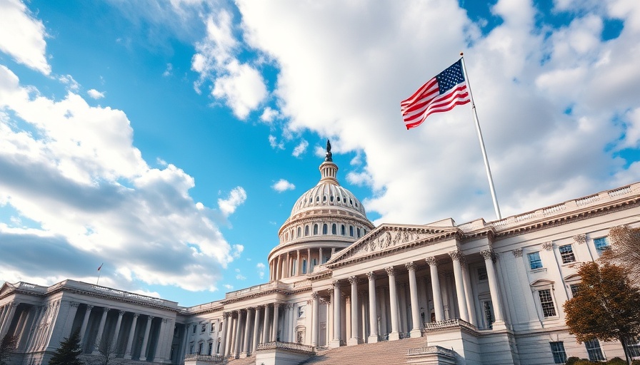 United States Capitol symbolizes federal government shutdown assistance under blue sky.