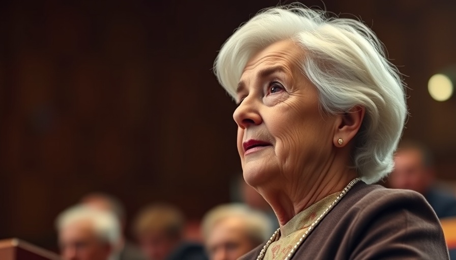 Elderly woman delivering a speech, highlighting Jane Goodall legacy in wildlife conservation.
