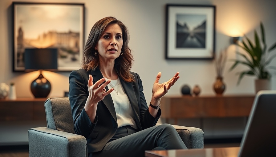 Confident woman discussing Revenue-Based Business Valuation in a modern office.