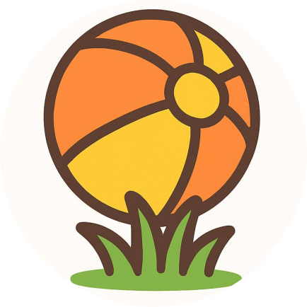 Playful flat vector icon of outdoor fun for municipal youth summer camp.
