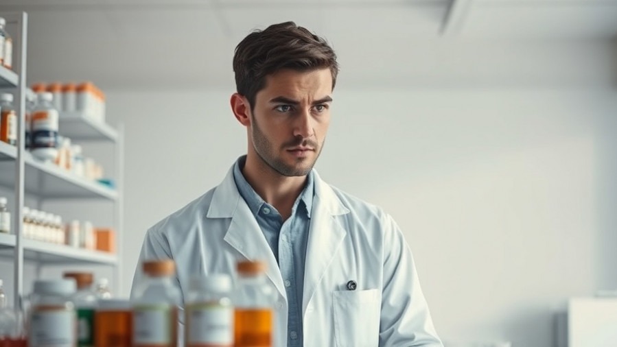Young male pharmacist in white coat, embodying healthcare security concerns.