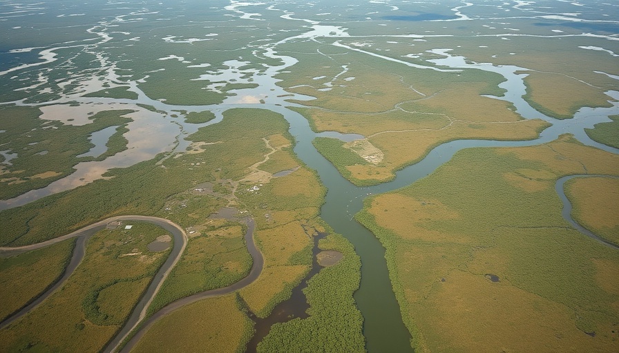 Aerial view of Florida Everglades restoration area with waterways.