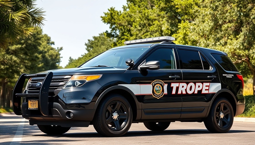 Florida State Trooper SUV on duty for road safety awareness.