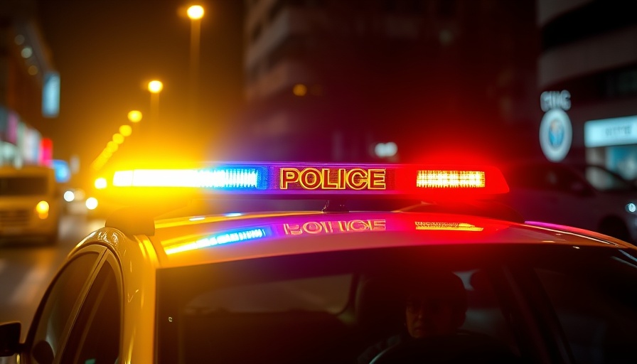 Florida Missing Child Alert scene with police lights flashing.