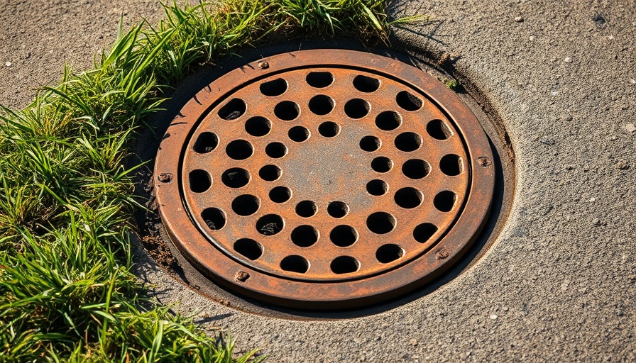 Close-up of a rusty storm drain cover in Plant City.