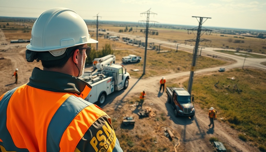 Linemen community rallies with equipment and a lineman in gear.