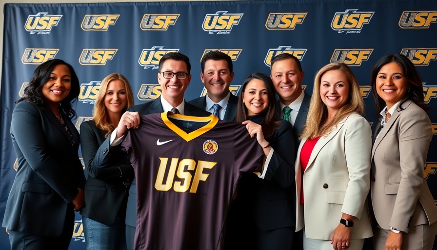 Group at USF event with sports jersey, USF CEO of Athletics