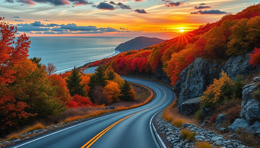 Scenic Drive in Acadia National Park with colorful autumn foliage.