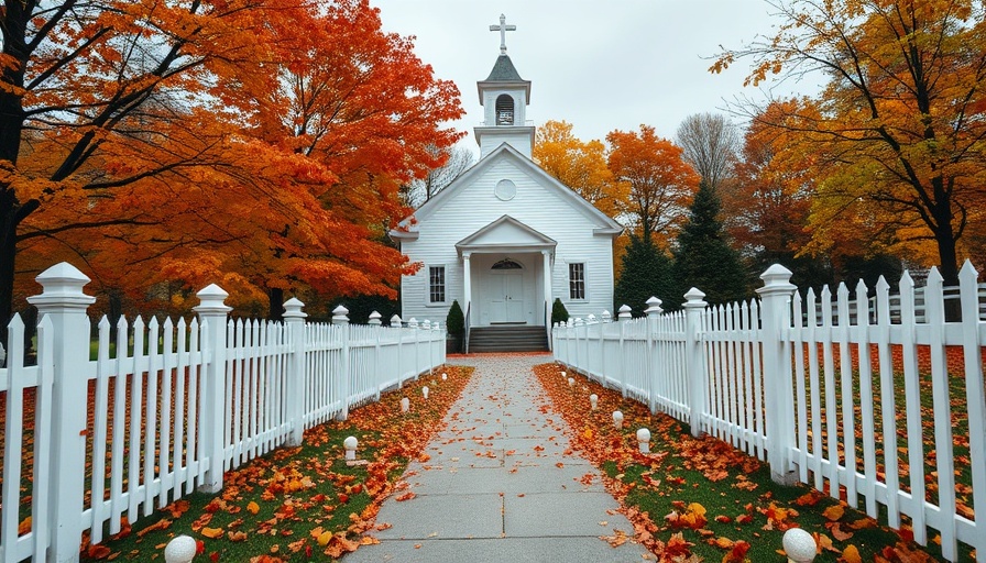 Leaf peeping scene on Route 7A, white church with autumn leaves