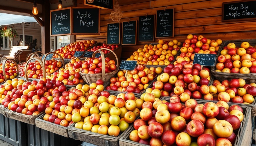 Assorted apples at a rustic market stall during Fall Adventures in the Sun Coast.