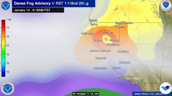 Dense Fog Advisory issued January 14 at 8:18AM PST until January 14 at 12:00PM PST by NWS Pendleton OR