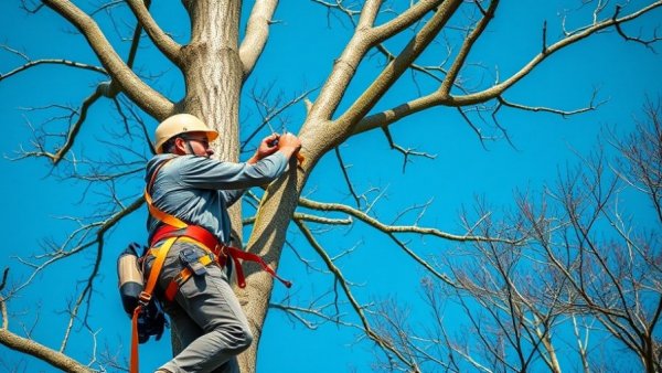 Dallas Fort Worth Tree Pruning Company worker pruning a tree.