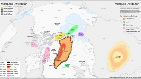 Map illustrating mosquito species and biomes for tracking viruses in Arctic regions.