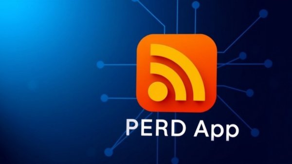 RSS feeds content management logo on blue background.