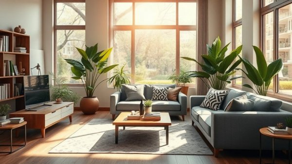 Sunlit living room with cozy decor, ideal for Amazon Winter Sale Home Deals.