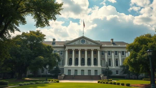 Colleges Invest in S&P 500; academic building with money backdrop.