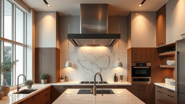 Elegant modern kitchen with stunning range hood design.