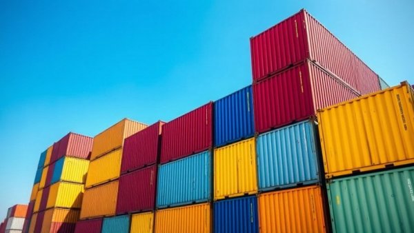 Shipping containers highlighting China's export surge amid trade wars.