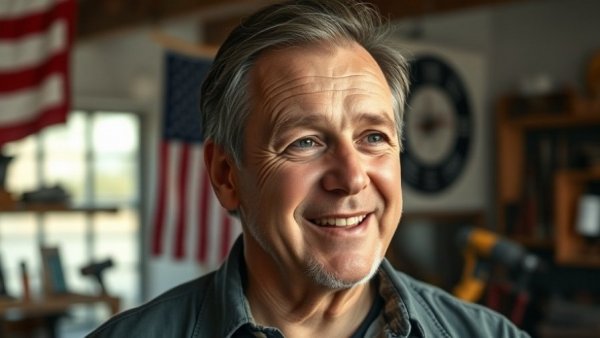 Middle-aged man discussing the US Navy's decline impact on trade indoors.