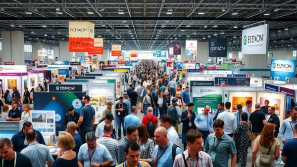 Vibrant trade show scene showcasing latest irrigation trends 2026.