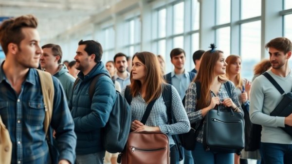 Travelers in line for airline boarding, highlighting elitism.