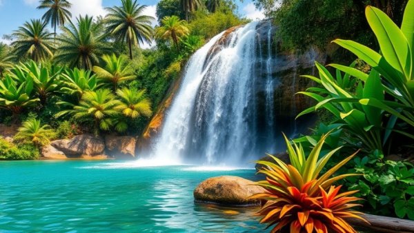Hidden Gem Travel Destinations 2026: Stunning waterfall in lush greenery.