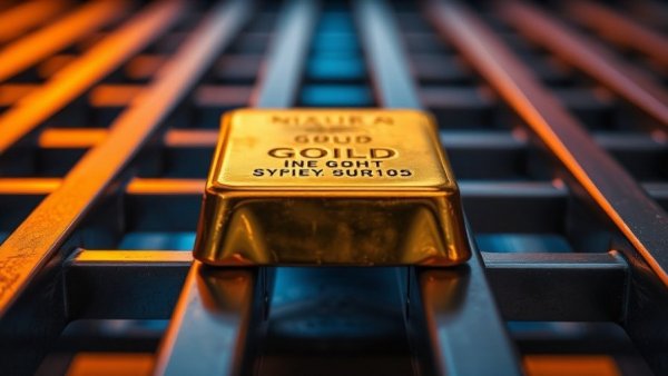 Gold bar with dramatic lighting reflecting geopolitical tensions and price impact.