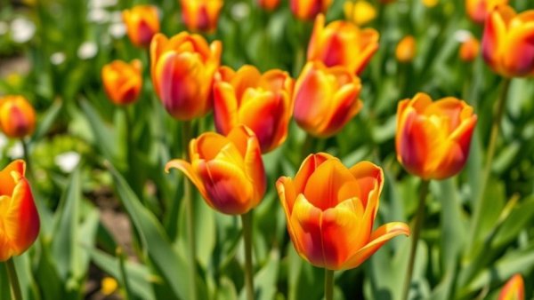 Vibrant tulips in garden, preparing your garden for spring blooms.